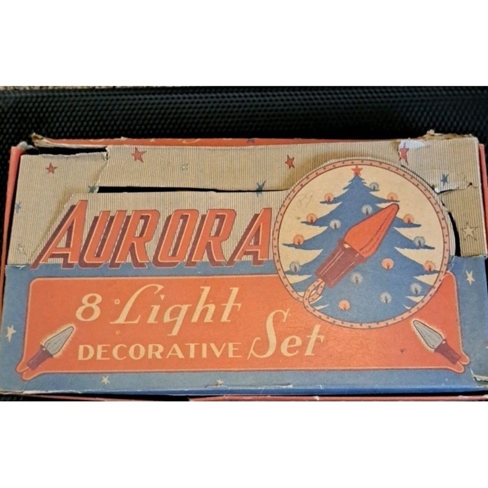 Vtg Aurora Christmas‎ Lights 8 Multicolor Light Set.  Tested And Working